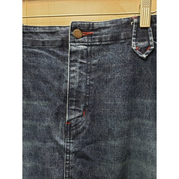 Venezia Denim Skirt Sz 20, Front slit, stretch, modest, dark wash, front pockets - Picture 4 of 7